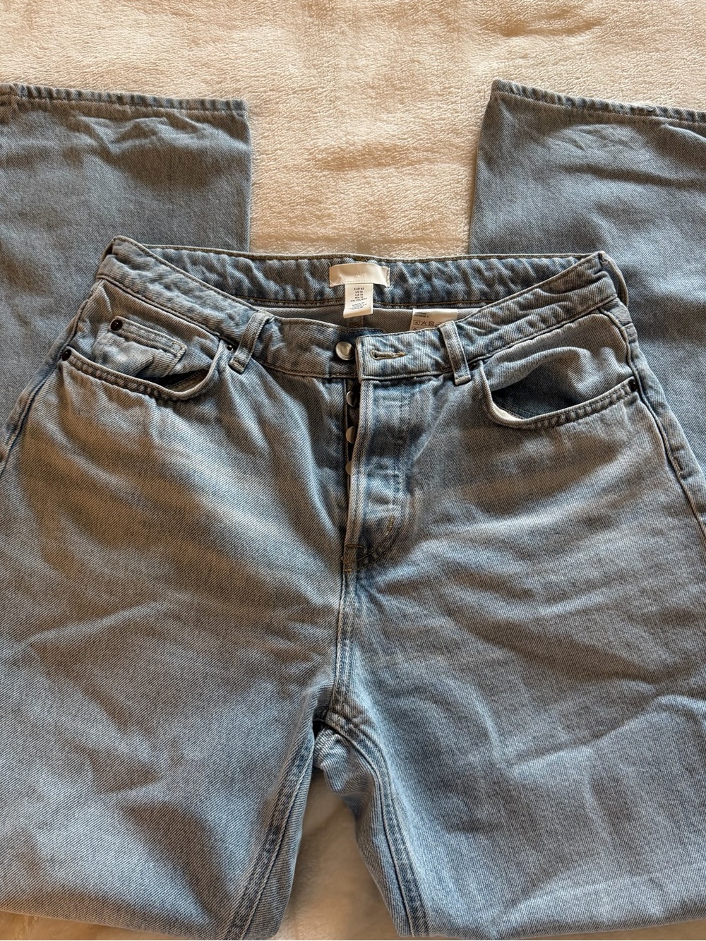 H&M Vintage Light Blue High-Rise Button-Fly Jeans
